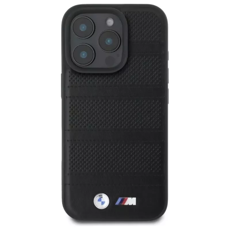 BMW M Perforated And Stitched Line MagSafe -kova kotelo iPhone 16 Pro Max 6,9 musta