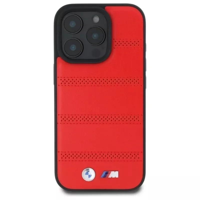 BMW M Collection M Perforated And Stitched Line -kova kotelo iPhone 16 Pro Max 6,9 inch punainen MagSafe