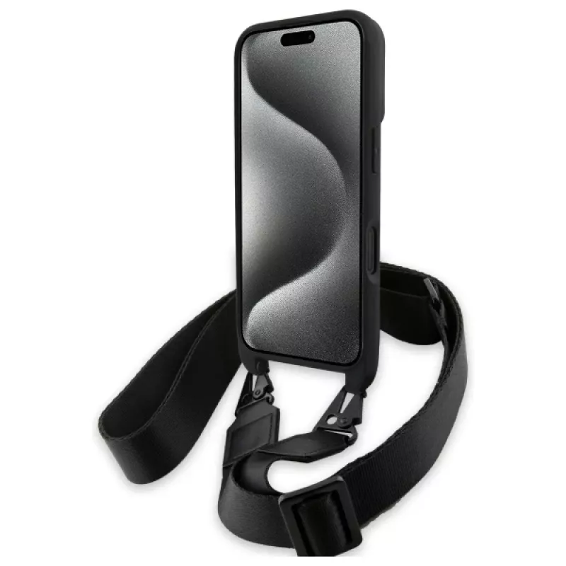 BMW BMHCP16M23PSCCK iPhone 16 Plus 6,7 musta kova kotelo M Edition Carbon Stripe & Strap