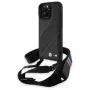 BMW M Edition Carbon Stripe & Strap -kova kotelo Apple iPhone 16 Pro Max 6,9 inch musta