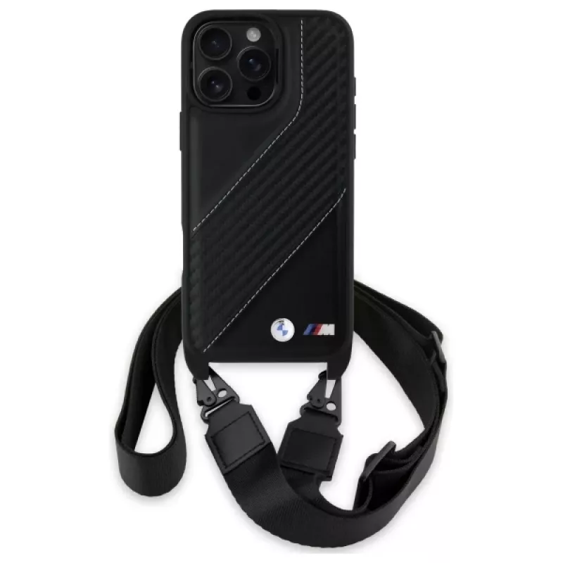 BMW M Edition Carbon Stripe & Strap -kova kotelo Apple iPhone 16 Pro Max 6,9