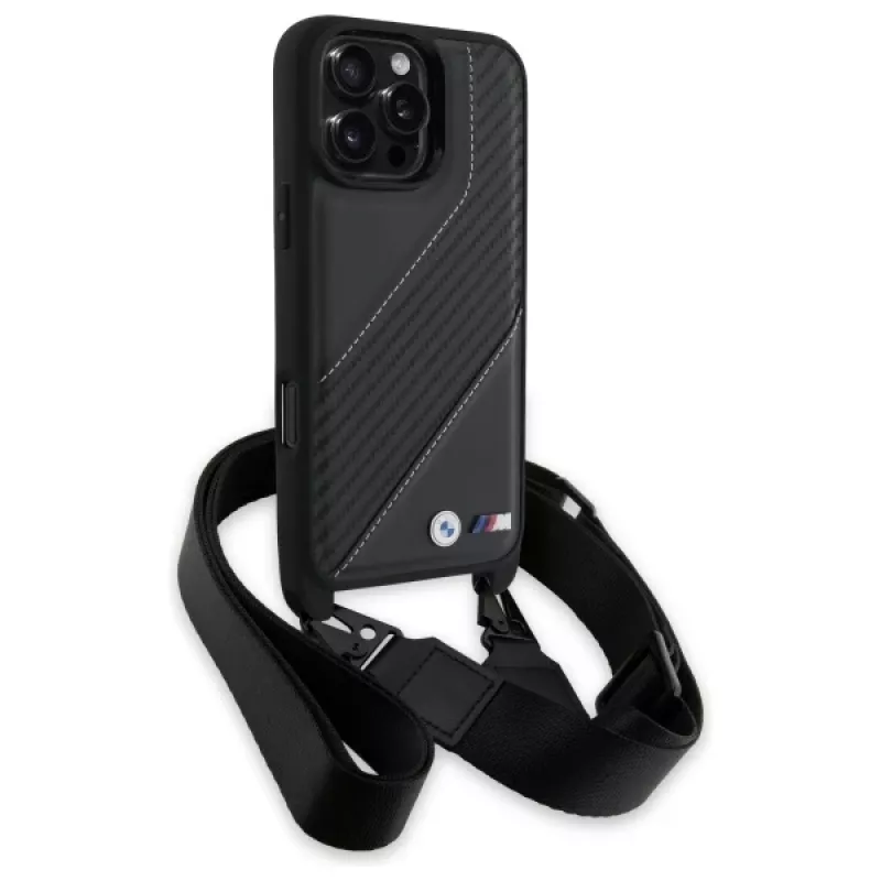 BMW M Edition Carbon Stripe & Strap -kova kotelo Apple iPhone 16 Pro Max 6,9