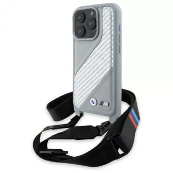 BMW M Edition Carbon Stripe & Strap -kova kotelo Apple iPhone 16 Pro 6,3 inch - harmaa