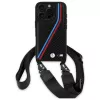 BMW M Edition Carbon Tricolor Lines & Strap -kova kotelo iPhone 16 Pro 6,3 musta