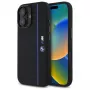 BMW BMHMP16S23SHEB iPhone 16 6,1 inch musta silikoninen kova kotelo Hexagon Blue Line MagSafe