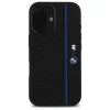BMW BMHMP16S23SHEB iPhone 16 6,1 inch musta silikoninen kova kotelo Hexagon Blue Line MagSafe