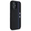 BMW BMHMP16S23SHEB iPhone 16 6,1 inch musta silikoninen kova kotelo Hexagon Blue Line MagSafe
