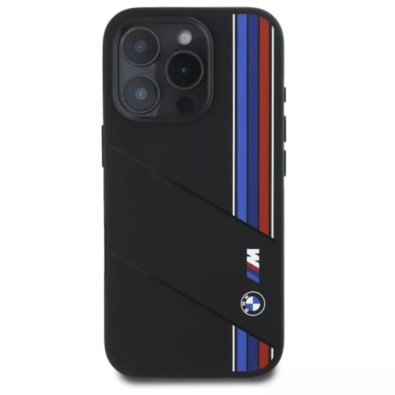 BMW M Collection kova kotelo silikoni Cut Tricolor Lines MagSafe Apple iPhone 16 Pro Max 6,9