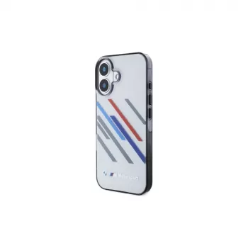 BMW kova kotelo iPhone 16 Plus 6,7 inch harmaa Motorsport IML Random Stripes