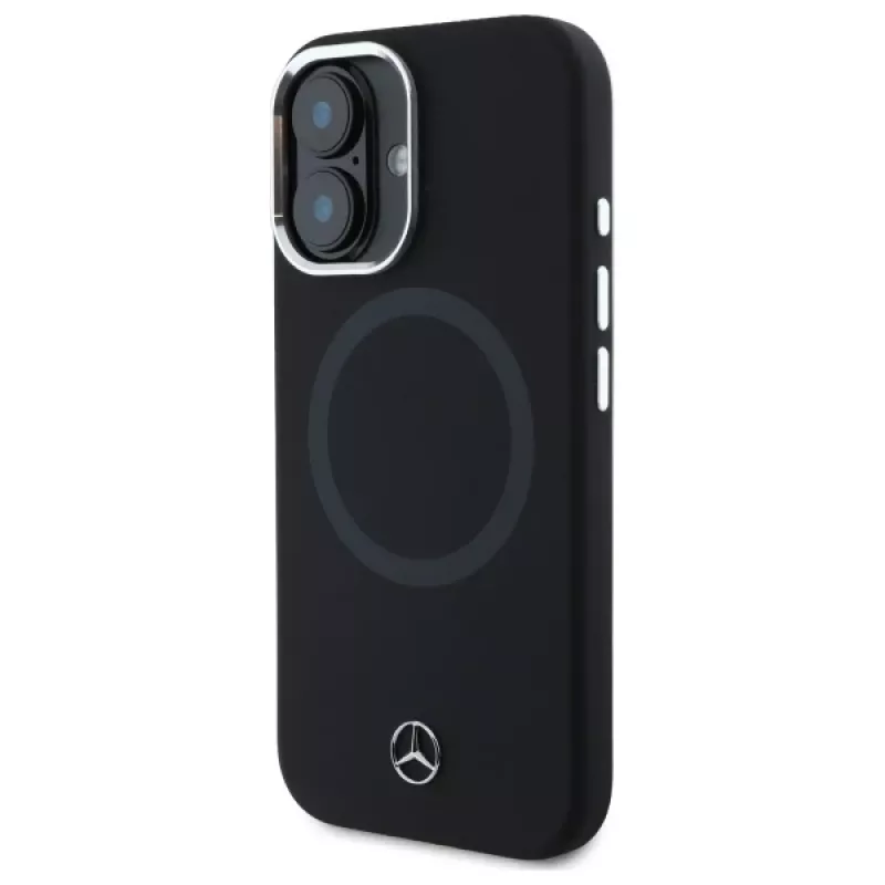 Mercedes-Benz MEHMP16S23SUTTK iPhone 16 6,1 inch musta silikonikotelo tonal-logolla ja MagSafe