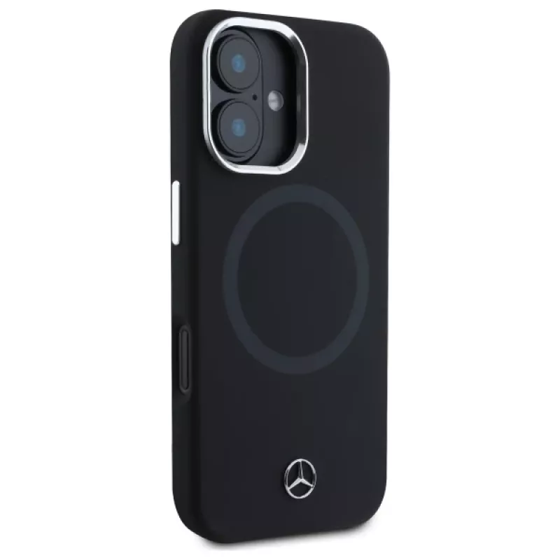 Mercedes-Benz MEHMP16S23SUTTK iPhone 16 6,1 inch musta silikonikotelo tonal-logolla ja MagSafe