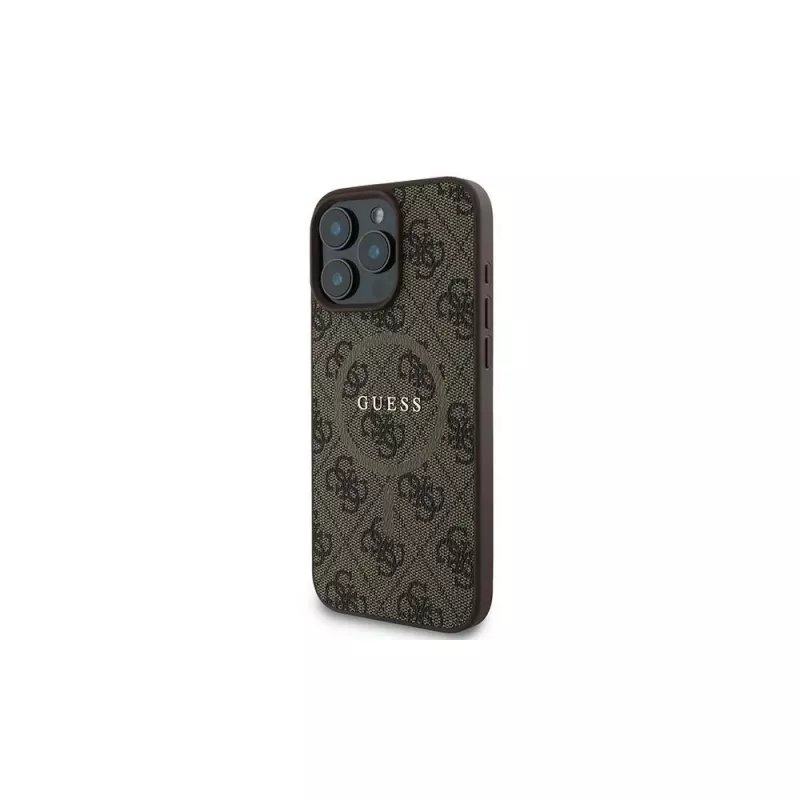 Guess 4G Ring Classic Logo MagSafe kotelo iPhone 16 Pro (ruskea)
