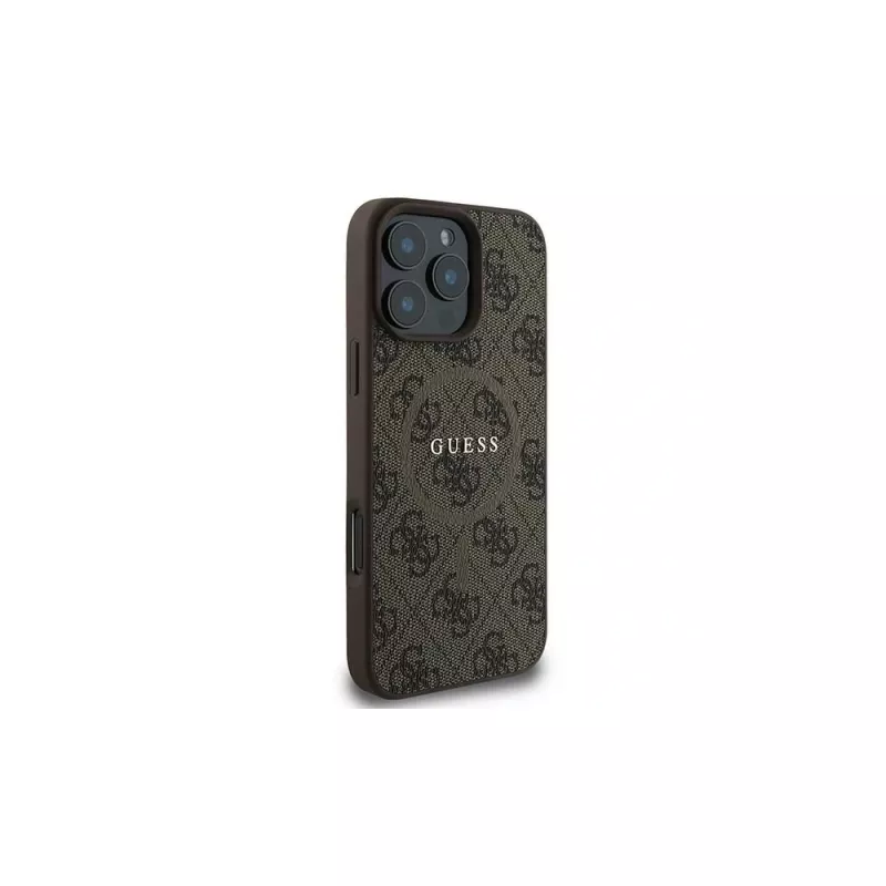 Guess 4G Ring Classic Logo MagSafe kotelo iPhone 16 Pro (ruskea)