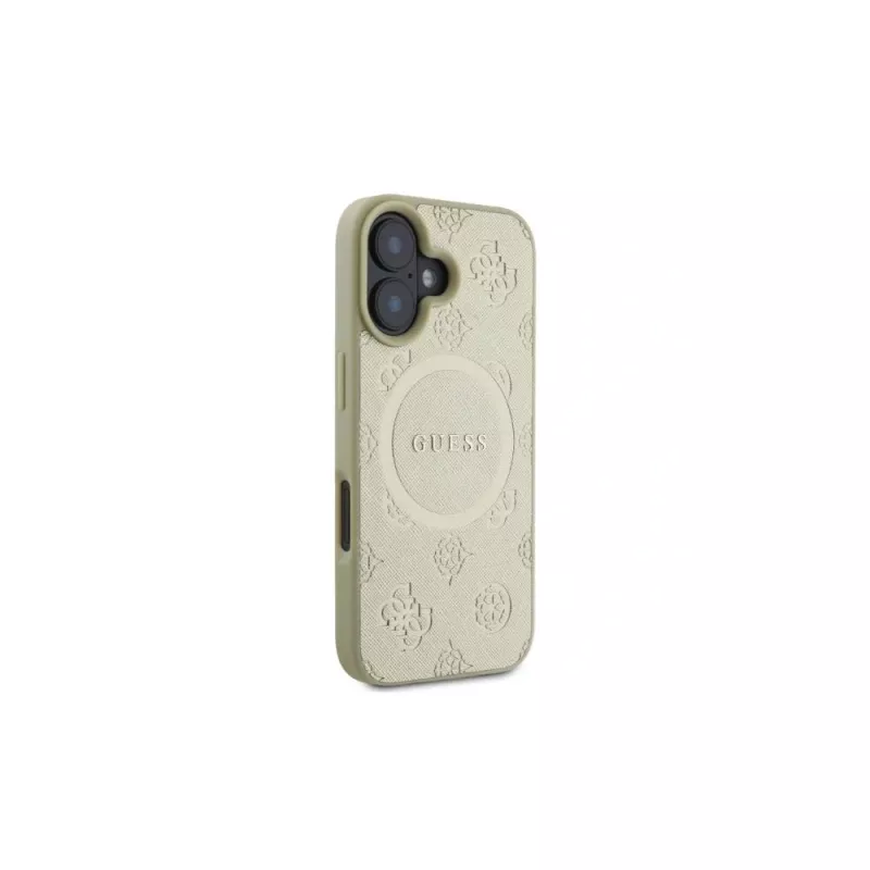 Guess Saffiano Peony Classic Logo MagSafe kotelo iPhone 16 (kulta)