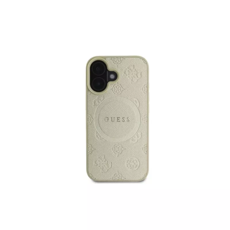 Guess Saffiano Peony Classic Logo MagSafe kotelo iPhone 16 (kulta)