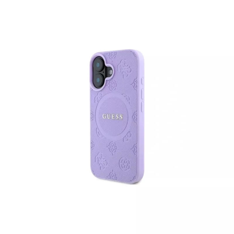 Guess GUHMP16MPSAPSMEU iPhone 16 Plus 6,7 inch violetti kova kotelo Saffiano Peony Classic Logo MagSafe