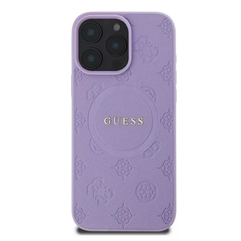 Guess GUHMP16XPSAPSMEU iPhone 16 Pro Max 6,9 inch violetti kova kotelo Saffiano Peony Classic Logo MagSafe