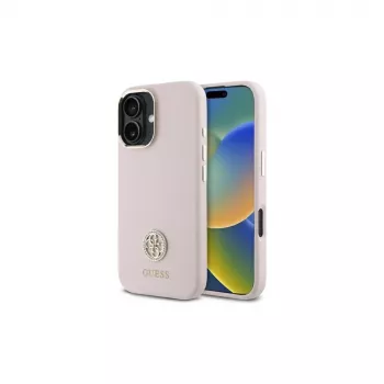 Guess GUHCP16SM4DGPP kova kotelo silikoni logo strass 4G Apple iPhone 16 6,1