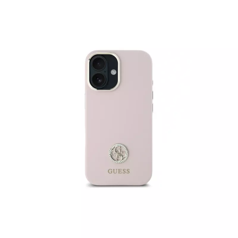 Guess GUHCP16SM4DGPP kova kotelo silikoni logo strass 4G Apple iPhone 16 6,1