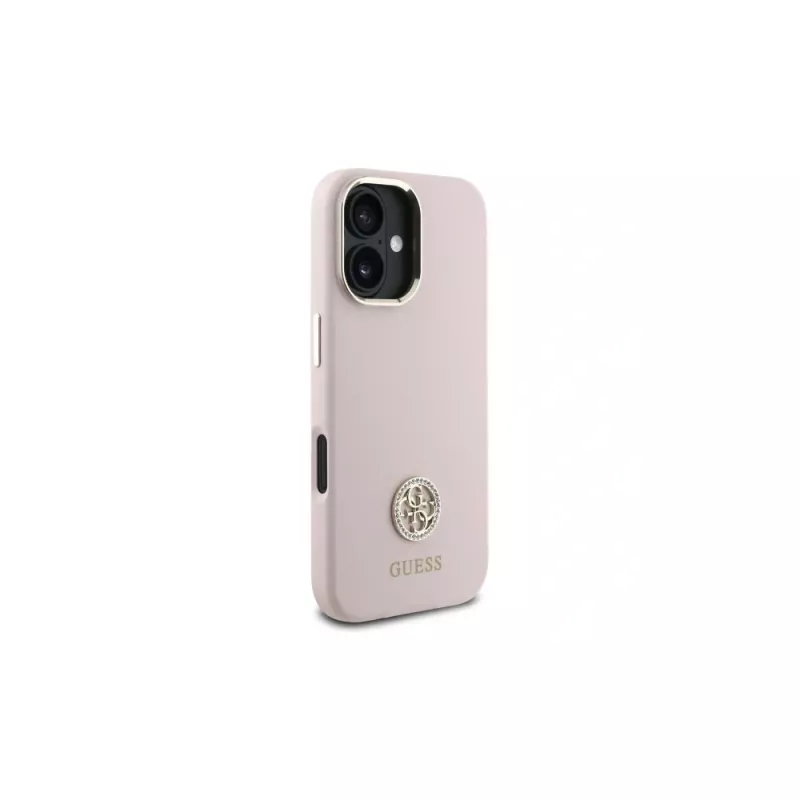 Guess GUHCP16SM4DGPP kova kotelo silikoni logo strass 4G Apple iPhone 16 6,1