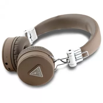 Guess Grained Classic Round Shape langattomat Bluetooth over-ear -kuulokkeet ENC:llä, ruskea