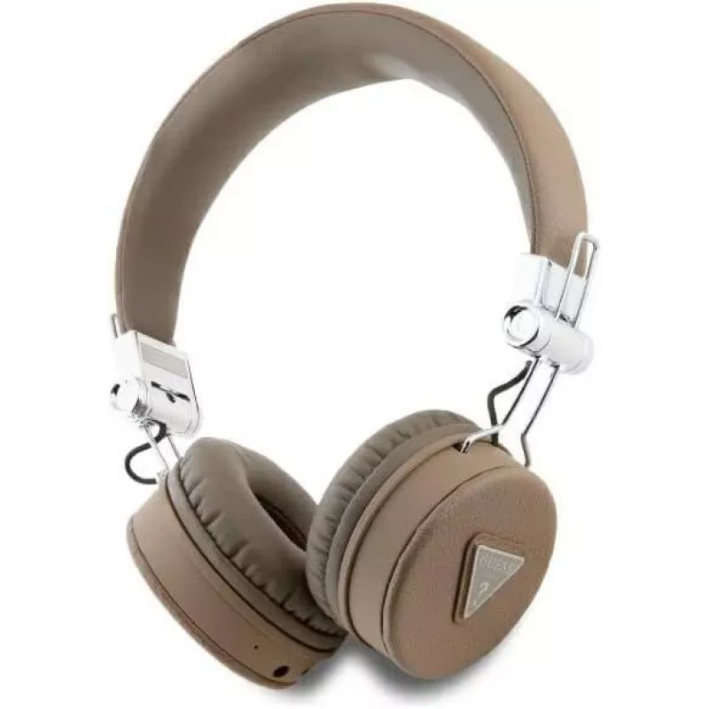 Guess Grained Classic Round Shape langattomat Bluetooth over-ear -kuulokkeet ENC:llä, ruskea
