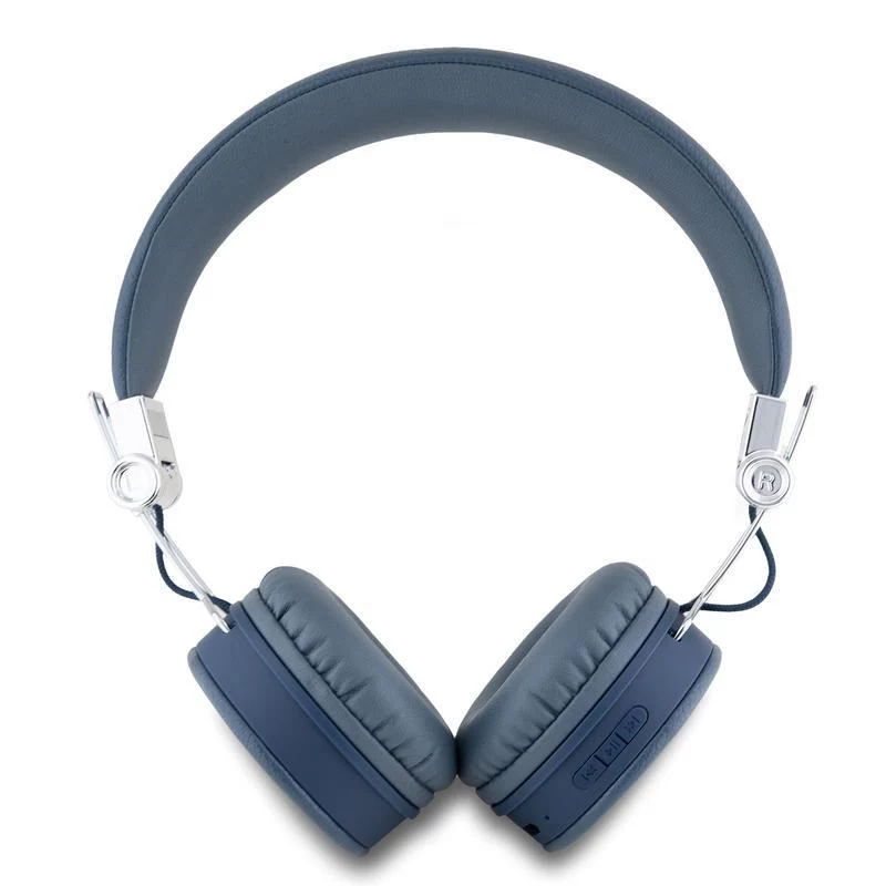 Guess Grained Classic Round Shape langattomat Bluetooth over-ear -kuulokkeet ENC:llä (sininen)