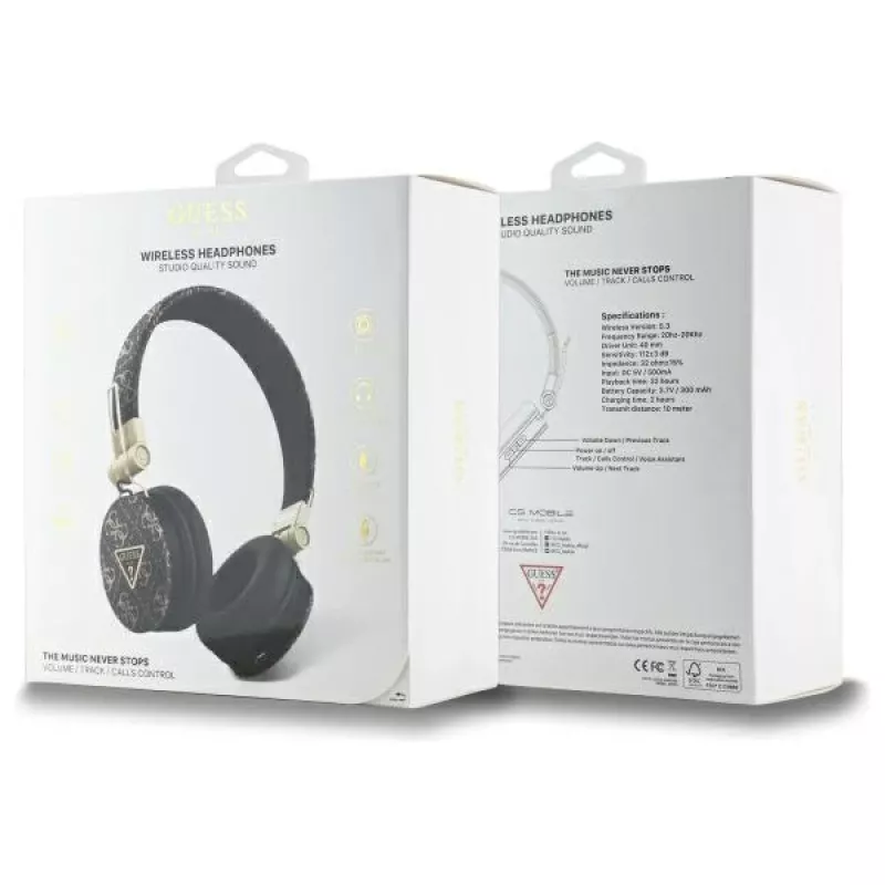 Guess 4G Triangle Round Shape langattomat kuulokkeet, Bluetooth, ENC, mustat