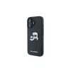 Karl Lagerfeld Monogram Karl & Choupette Head Pin -kotelo iPhone 16 -puhelimelle (musta)