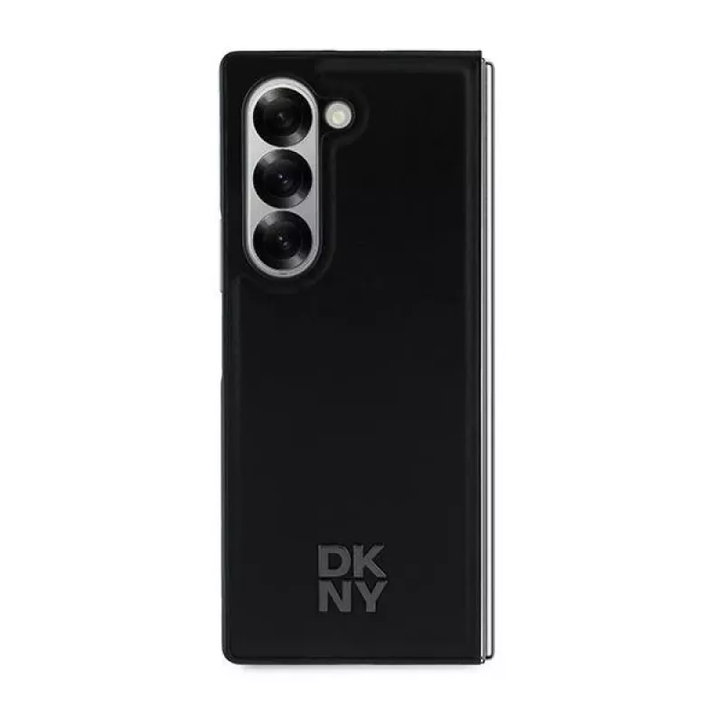 DKNY DKHMZFD6PSMCSLK Z Fold6 F956 musta MagSafe sileä nahka Metal Stack Logo -takakansi