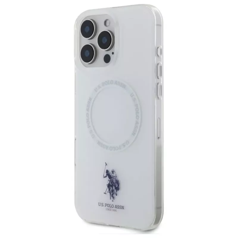 U.S. POLO ASSN. IML Ring MagSafe -takakansi Apple iPhone 16 Pro (6,3 tuuman näyttö) - valkoinen