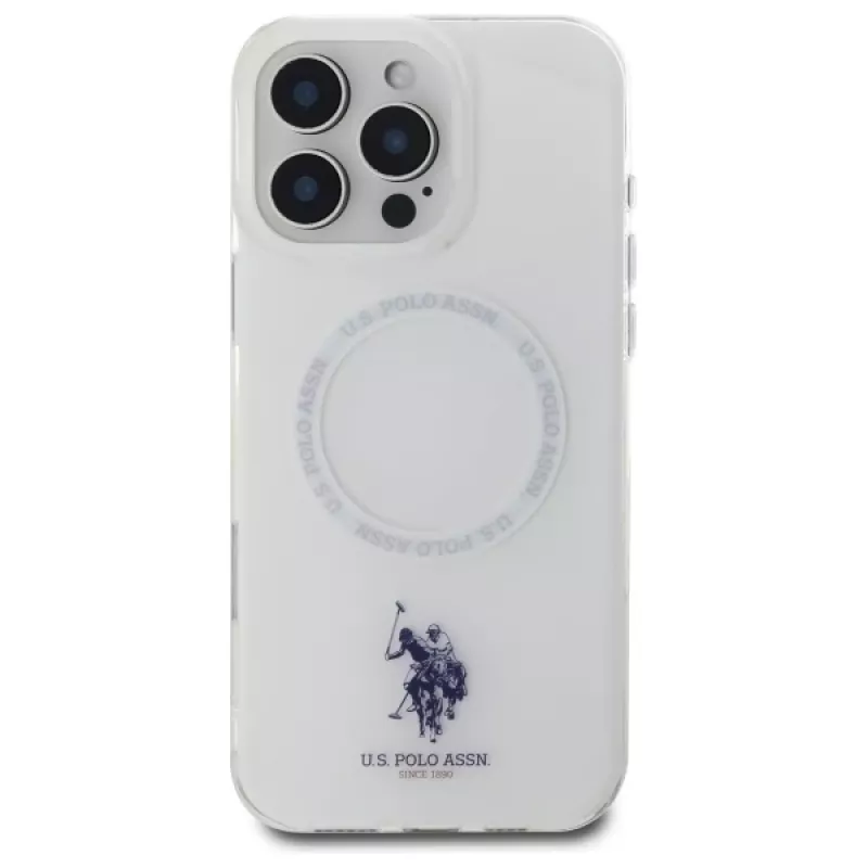 U.S. POLO ASSN. IML Ring MagSafe -takakansi Apple iPhone 16 Pro (6,3 tuuman näyttö) - valkoinen