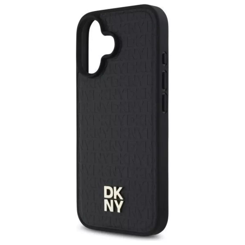 DKNY DKHMP16SPSHRPSK iPhone 16 6.1 kova kotelo musta toistuva kuvio Stack Logo MagSafe