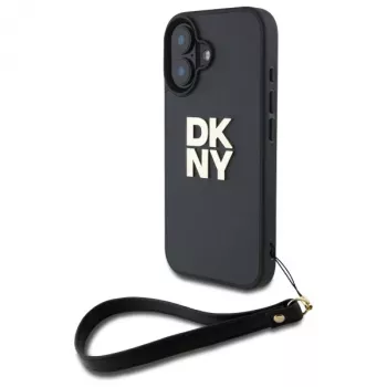 DKNY DKHCP16SPBSWSK kova kotelo Apple iPhone 16 6,1 tuuman näytölle musta käsilenkillä