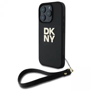 DKNY DKHCP16LPBSWSK iPhone 16 Pro 6,3 tuuman näyttö musta kova kuori käsilenkillä ja Stock-logolla
