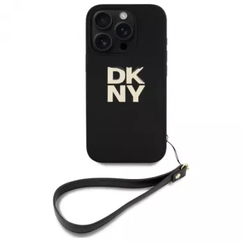 DKNY DKHCP16LPBSWSK iPhone 16 Pro 6,3 tuuman näyttö musta kova kuori käsilenkillä ja Stock-logolla