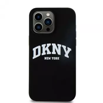 DKNY DKHMP16LSNYACH kova kotelo Apple iPhone 16 Pro 6,3 tuuman näytölle silikoni musta valkoisella painetulla logolla MagSafe