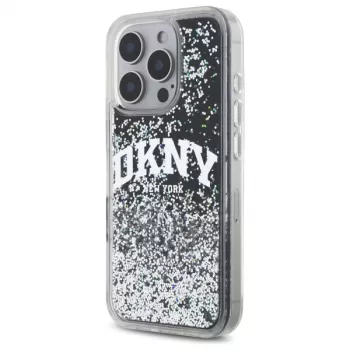 DKNY DKHCP16LLBNAEK iPhone 16 Pro 6,3 tuuman näyttö musta kova kotelo Liquid Glitter Arch Logo