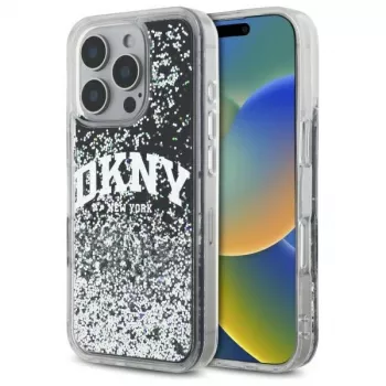 DKNY DKHCP16XLBNAEK iPhone 16 Pro Max 6,9 tuuman näyttö kova kotelo Liquid Glitter Arch Logo musta