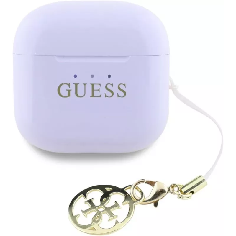 Guess Glossy Effect Printed Classic Logo & Charm TWS -nappikuulokkeet laventeli