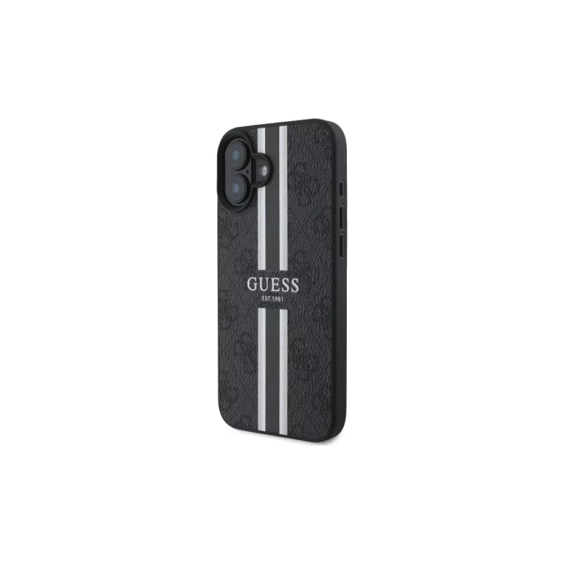 Guess GUHMP16SP4RPSK iPhone 16 6,1 inch hardcase musta 4G Printed Stripes MagSafe