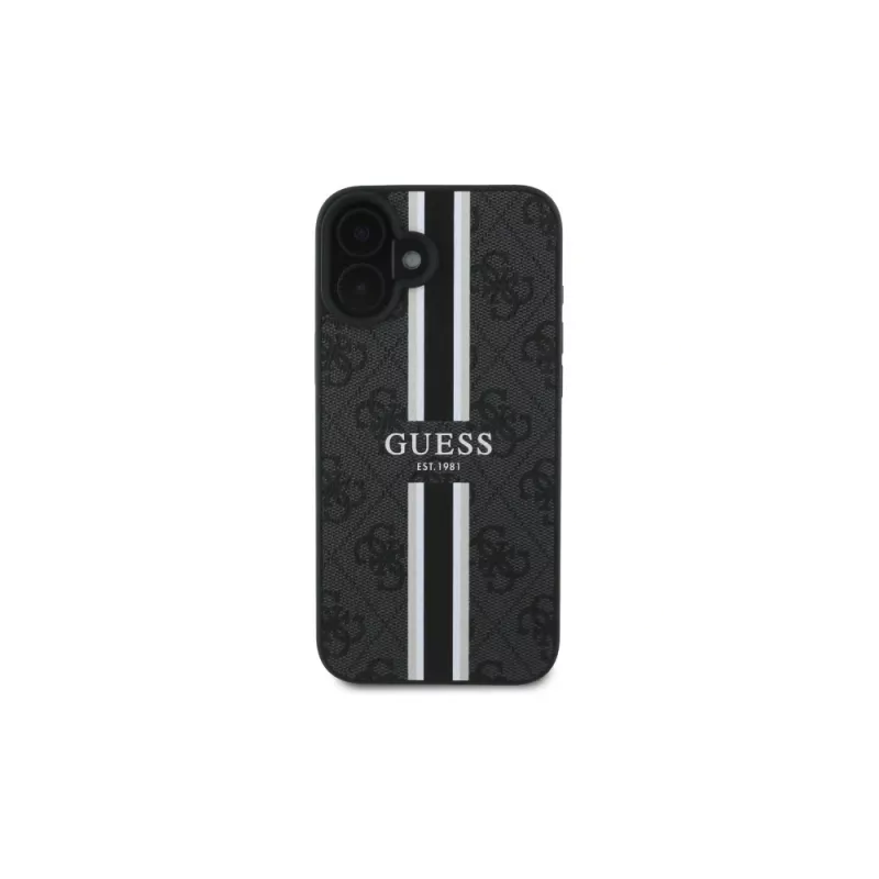 Guess GUHMP16SP4RPSK iPhone 16 6,1 inch hardcase musta 4G Printed Stripes MagSafe