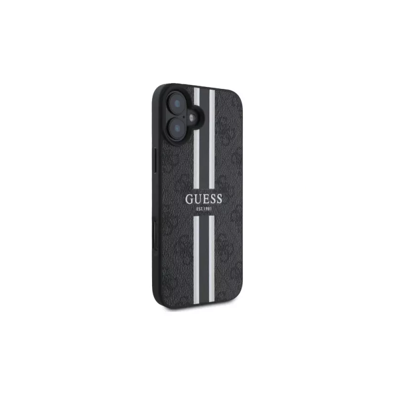 Guess GUHMP16SP4RPSK iPhone 16 6,1 inch hardcase musta 4G Printed Stripes MagSafe
