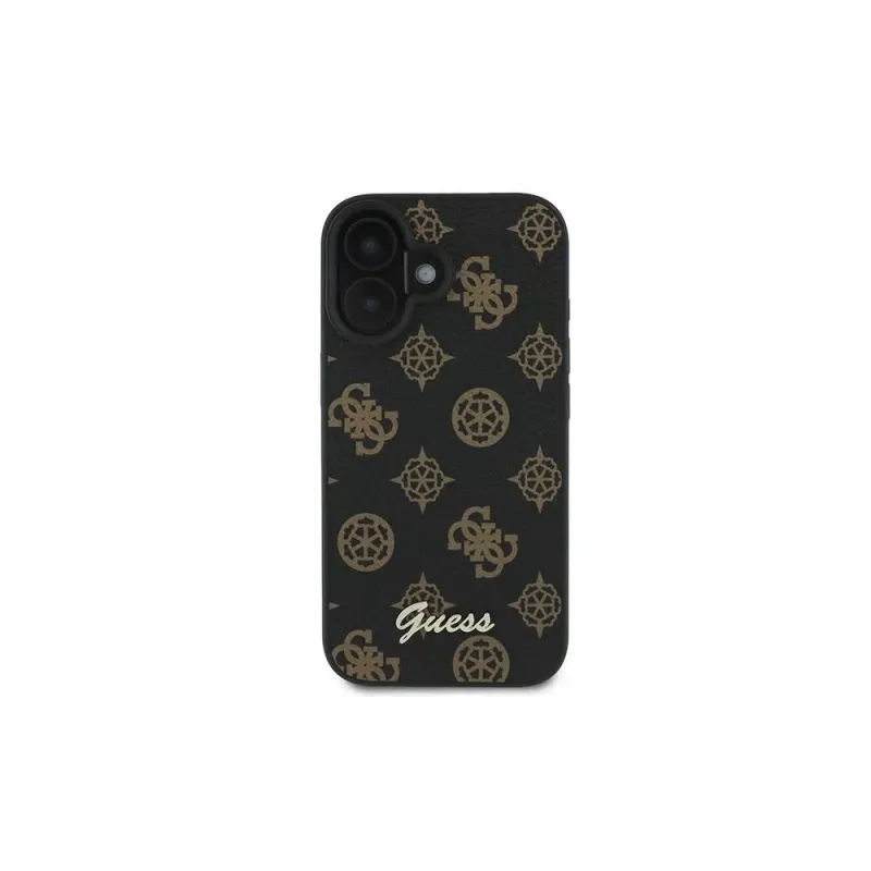 Guess Peony Script MagSafe -kotelo iPhone 16 Plus (musta)