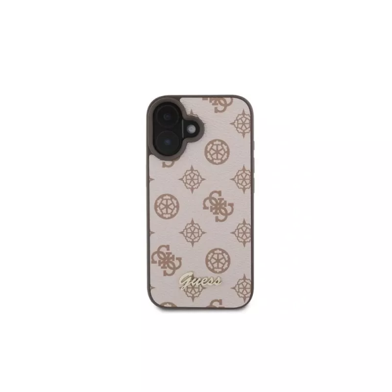 Guess Peony Script MagSafe -kotelo iPhone 16 (ruskea)