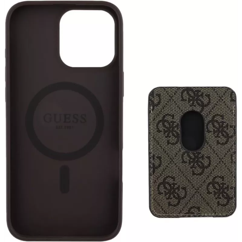 Guess 4G Stripes -lompakkokotelo MagSafe iPhone 16 Pro Max ruskea