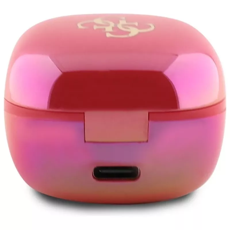 Guess 4G Printed Logo True Wireless -nappikuulokkeet latauskotelolla - fuksia irisoiva