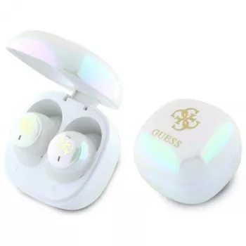 Guess 4G Printed Logo True Wireless Stereo Bluetooth -nappikuulokkeet latauskotelolla (valkoinen)