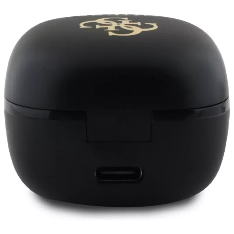 Guess GUTWSJ144ESK True Wireless Stereo Bluetooth -nappikuulokkeet latauskotelolla, musta irisoiva 4G Printed Logo