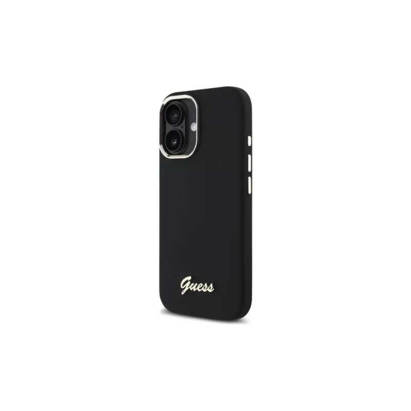 Guess GUHCP16MSMBSLK Silicone Script Metal Logo & Frame -hardcase Apple iPhone 16 Plus 6,7 inch - musta